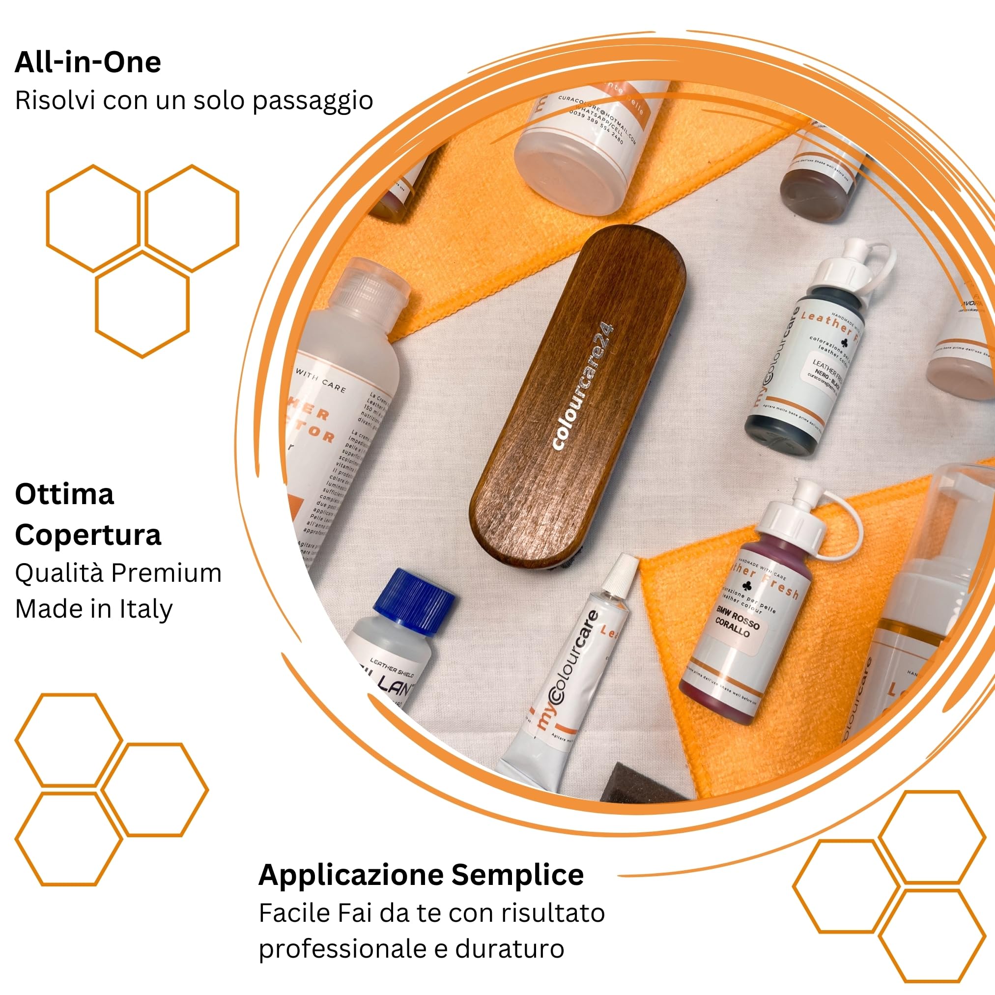 Kit ritocco Interni Pelle Beige Dakota Usura Vernice Seduta Eco Pelle Auto ripristino Colore Sigillo Protettivo screpolatura Semplice Applicazione Leather Fresh (sedili 80 ml)