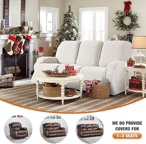 Miniatura 3 de VANSOFY Funda reclinable, 3 piezas elástica para sofá reclinable con bolsillos, funda para sofá reclinable de 3 plazas, suave y lavable, protector