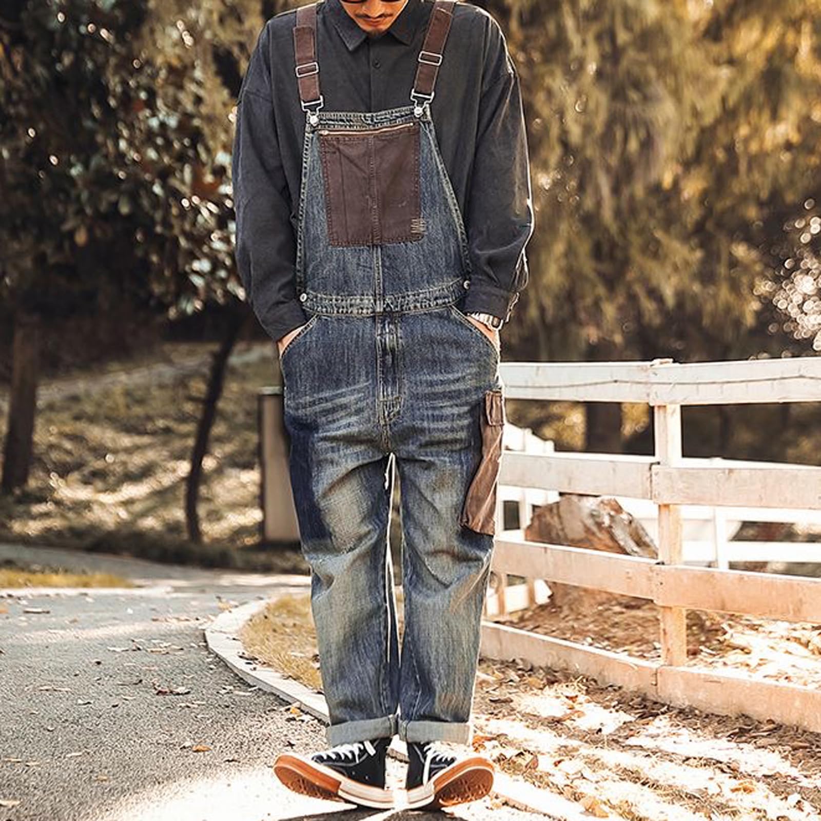 Pantalones De Vaqueros Monos,Monos Vaquero para Hombre,Tirantes Ajustables,Espacioso,para Exteriores Casuales Fiestas Noches Vacaciones Playa Vida Cotidiana