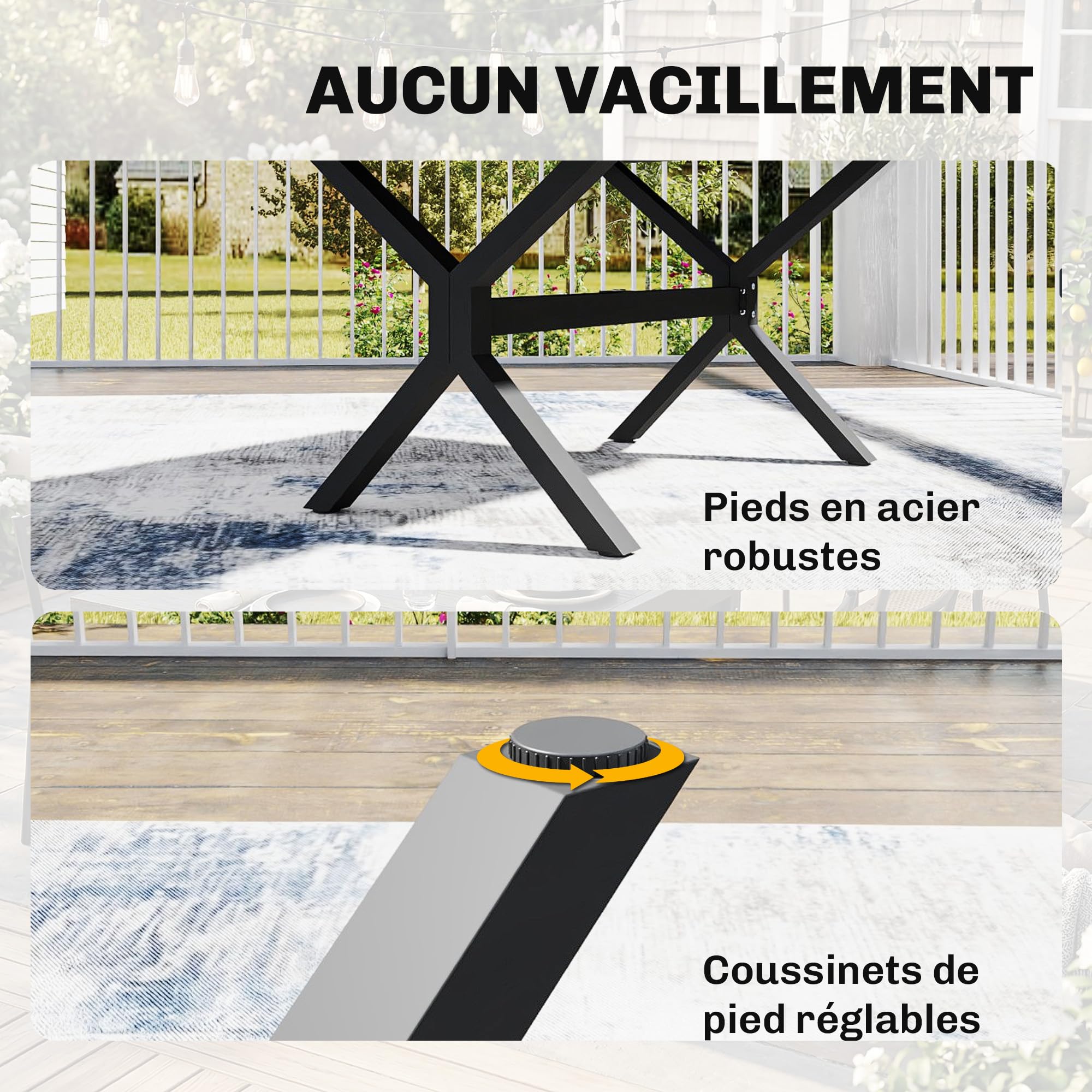 Outsunny Tavolo da giardino estensibile alluminio 154-214 cm Antracite | Effetto legno, tavolo da pranzo esterno, per 8-10 persone, piedi regolabili, robusto telaio a X, giardino, terrazza