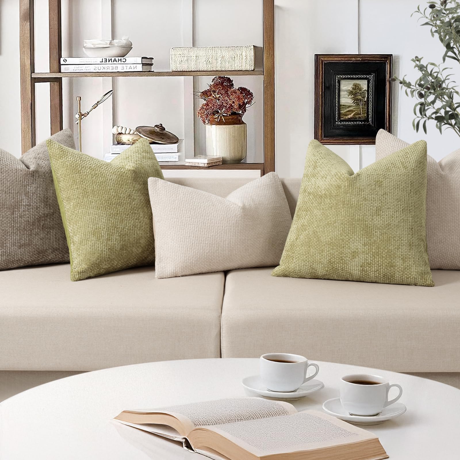 ZWJD Lot de 2 Housse Coussin de canapé 45x45 en Chenille Housse de Coussin Douces Cecoration de Maison Coussin Canape Décoratives de Luxe pour Canapé,lit et Salon