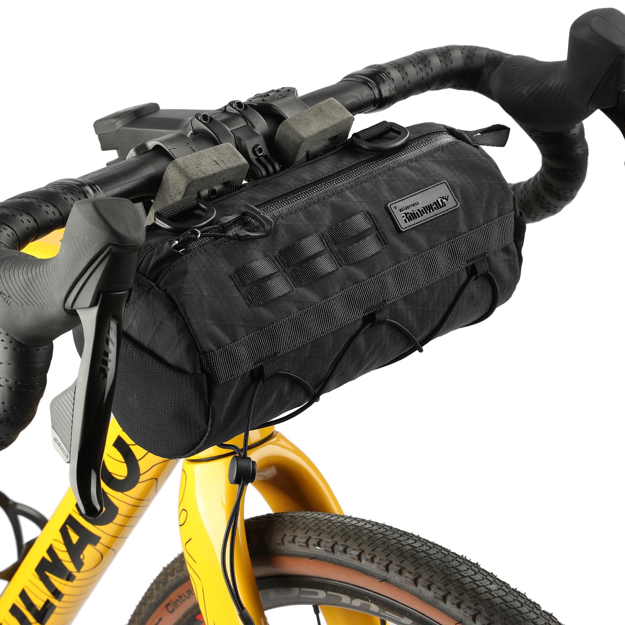 Rhinowalk Bike Handlebar Bag Waterproof Bicycle Front Bag Frame Storage Roll Bag Mountain Road Bikes Commuter Shoulder Bag Professional Cycling Accessories-Black