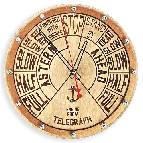 Engine Order Telegraph Large Wall Clock Handcrafted wooden marine home decor, personalized custom made gift, Kitchen Living Room Office Boat vintage
