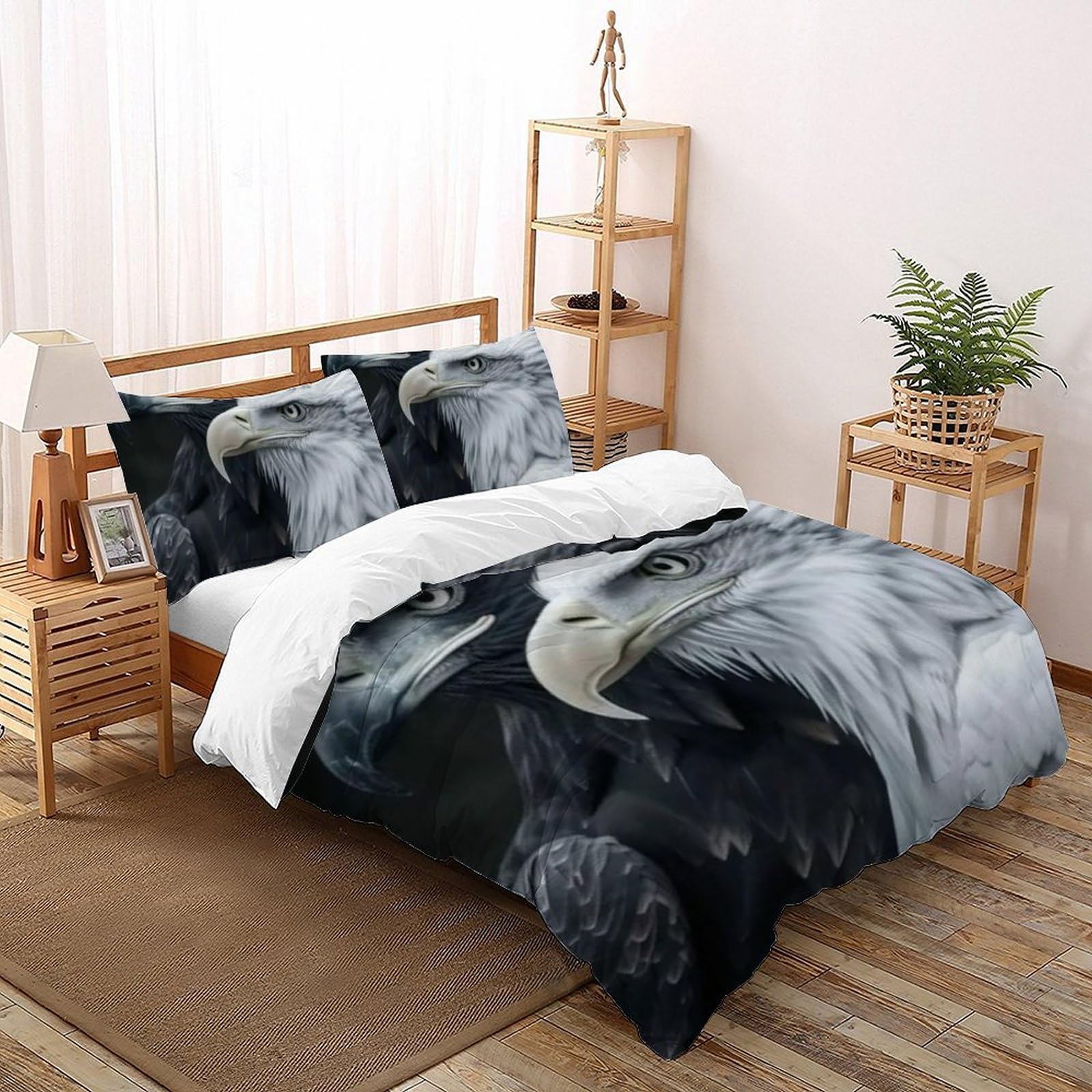 Housse de couette double microfibre 200x200cm imprimé animaux Le Faucon Literie