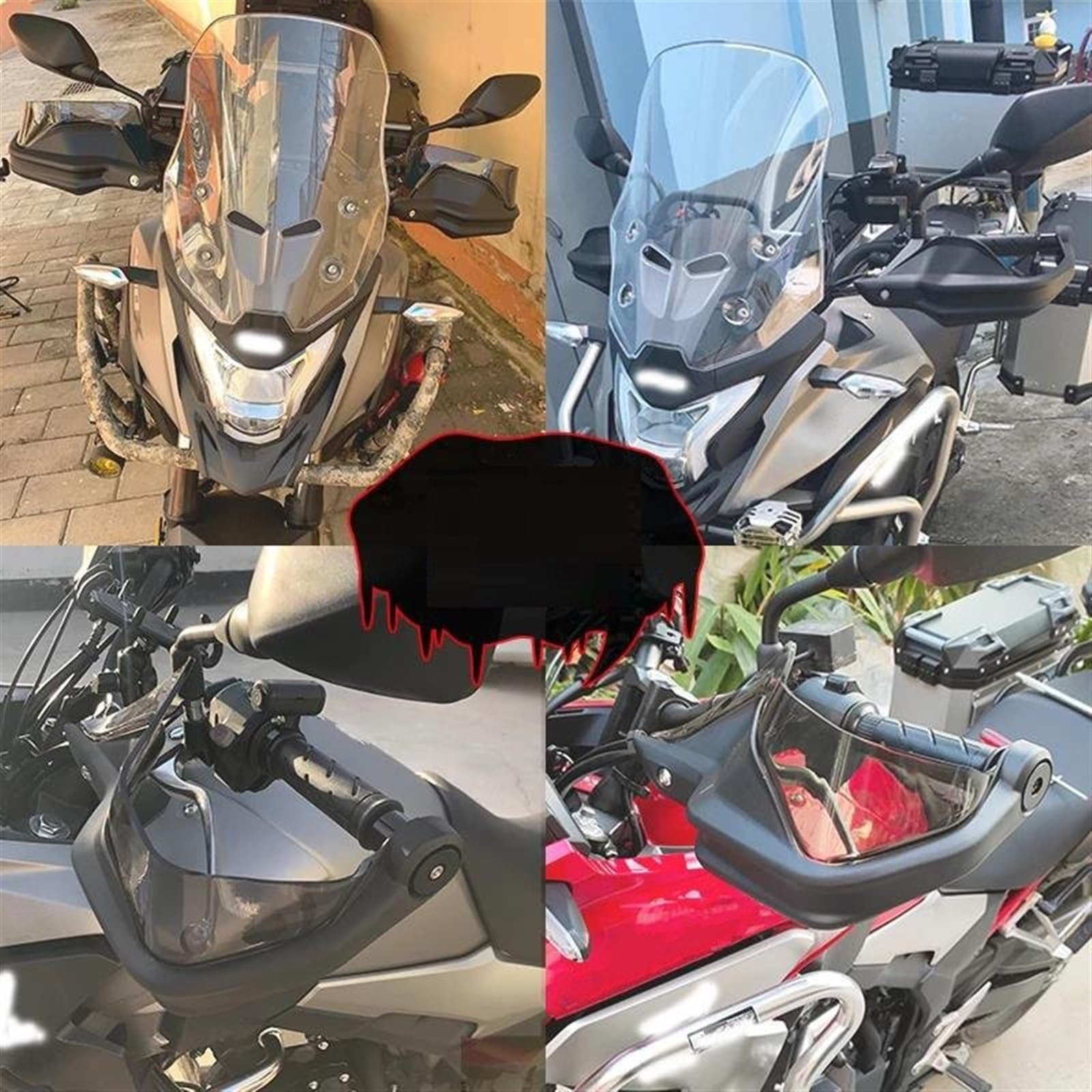 VQLDPX Set Paramani Per Moto, Protezione Antivento, Protezione Per Le Mani, Per Ho&NDA NC750D NC750 D Integra750 Integra750 Parabrezza(Set Rosso Verde