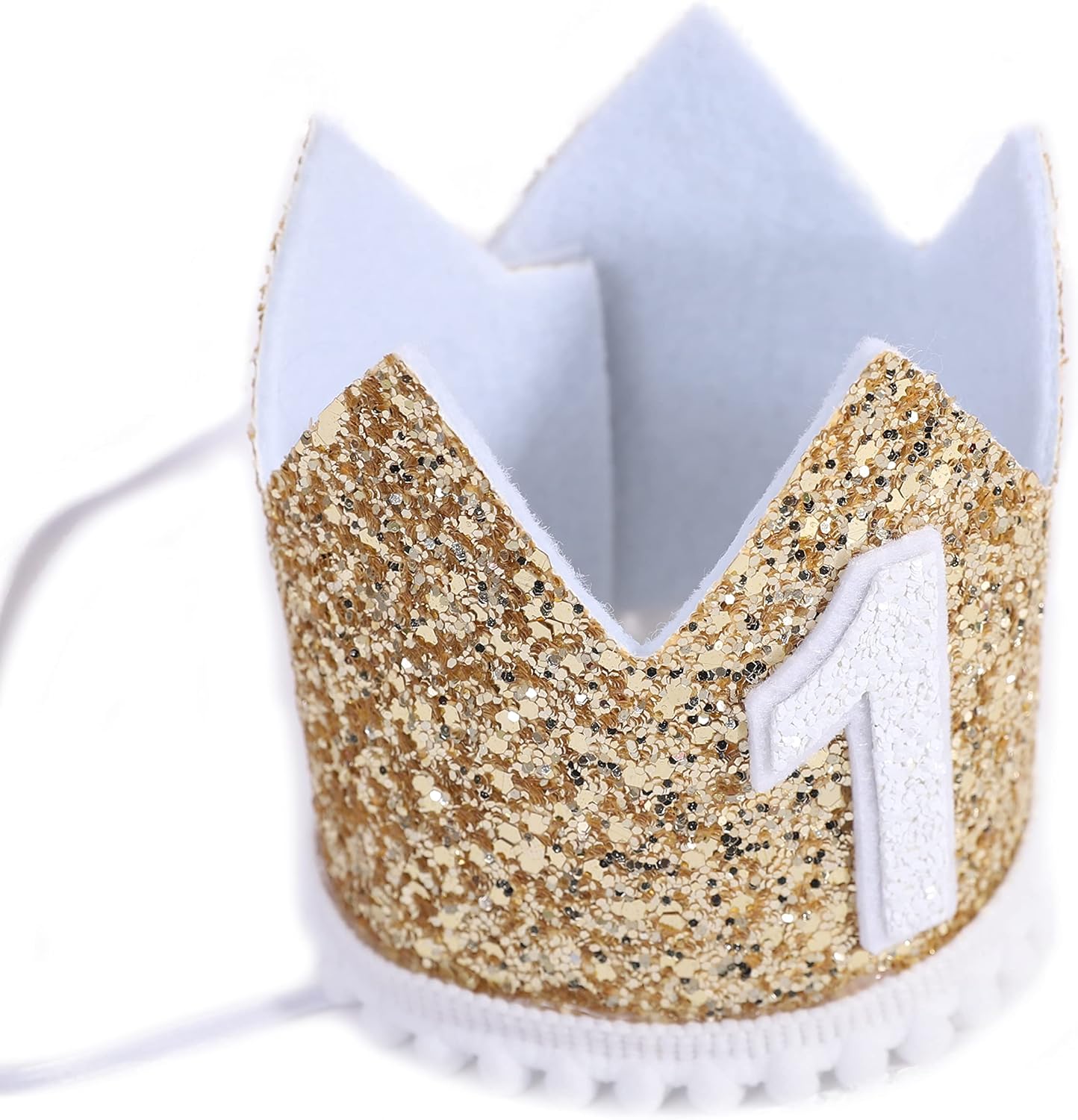 WAWOO Glitter Crown for Baby's First Birthday - Girl/Boy Gift, Photo Booth Prop, Party Hat (Yellow)