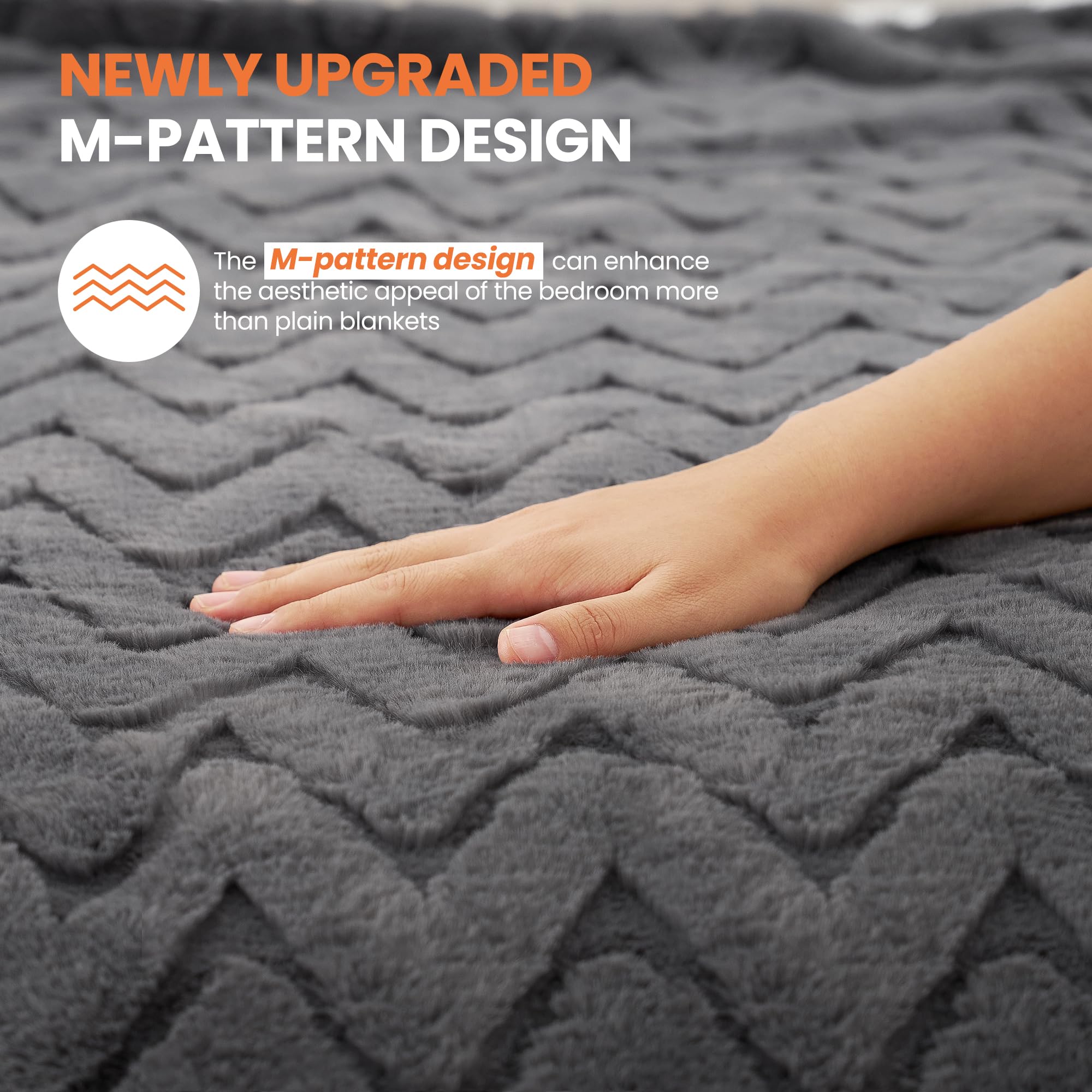 Manta Eléctrica Calefactora 130x180cm, 4 Niveles & Temporizador 10H Auto-Apagado, Lavable a Máquina, Suave Bunny Fleece & Sherpa, Calentamiento Corporal Completo, Uso Sofá Cama Oficina (Gris Oscuro)
