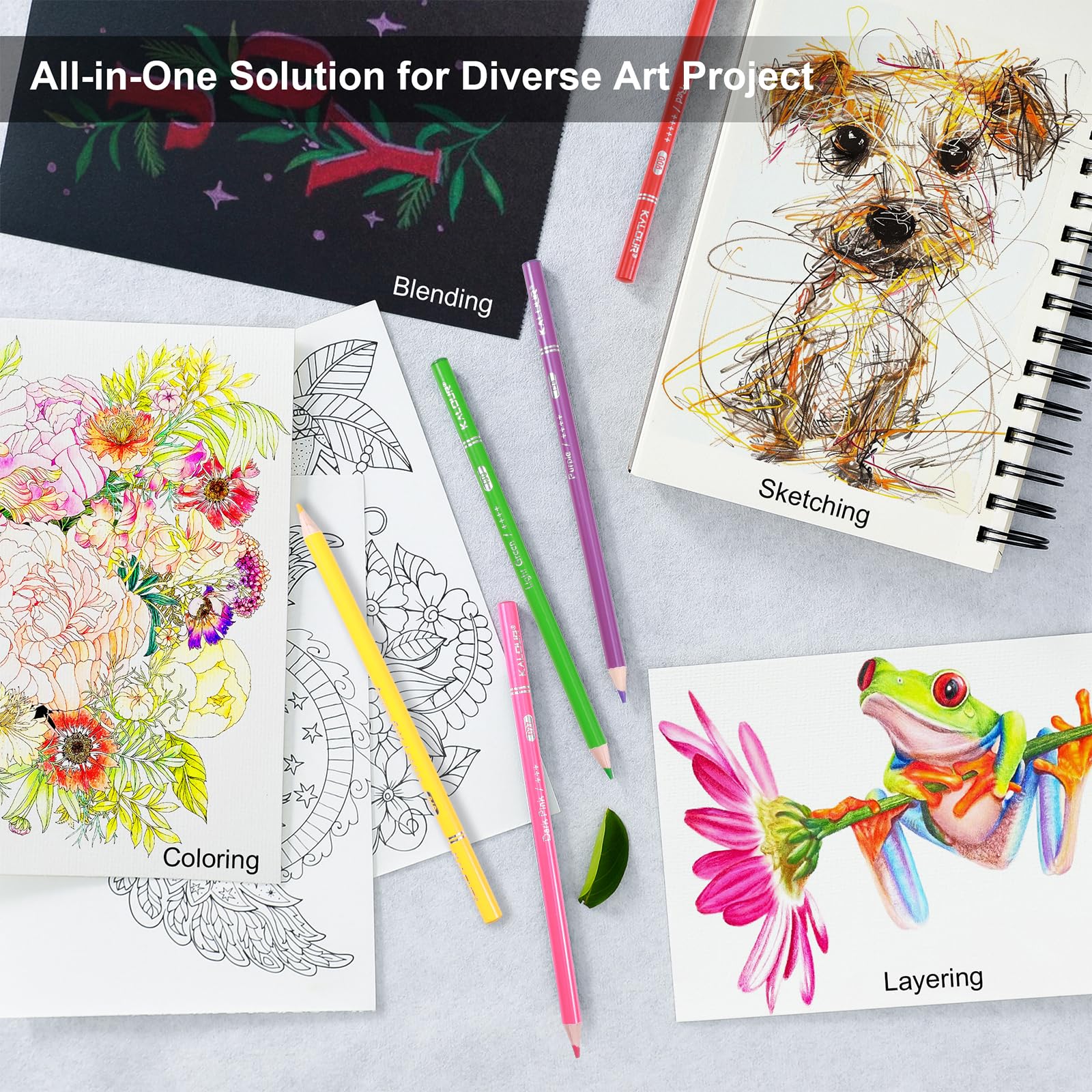 KALOUR PDAS Lot de 75 crayons de couleur pour livres de coloriage pour adultes, noyau souple, idéal pour le dessin, le mélange, l'ombrage, cadeau pour adultes et débutants