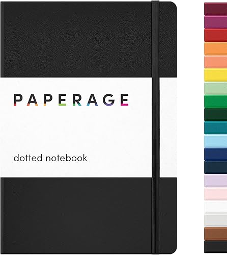 PAPERAGE Libreta de puntos, tipo diario (color negro), 160 páginas, tamaño mediano de 5.6 x 8 pulgadas - papel grueso de 100 g/m² – Libreta de