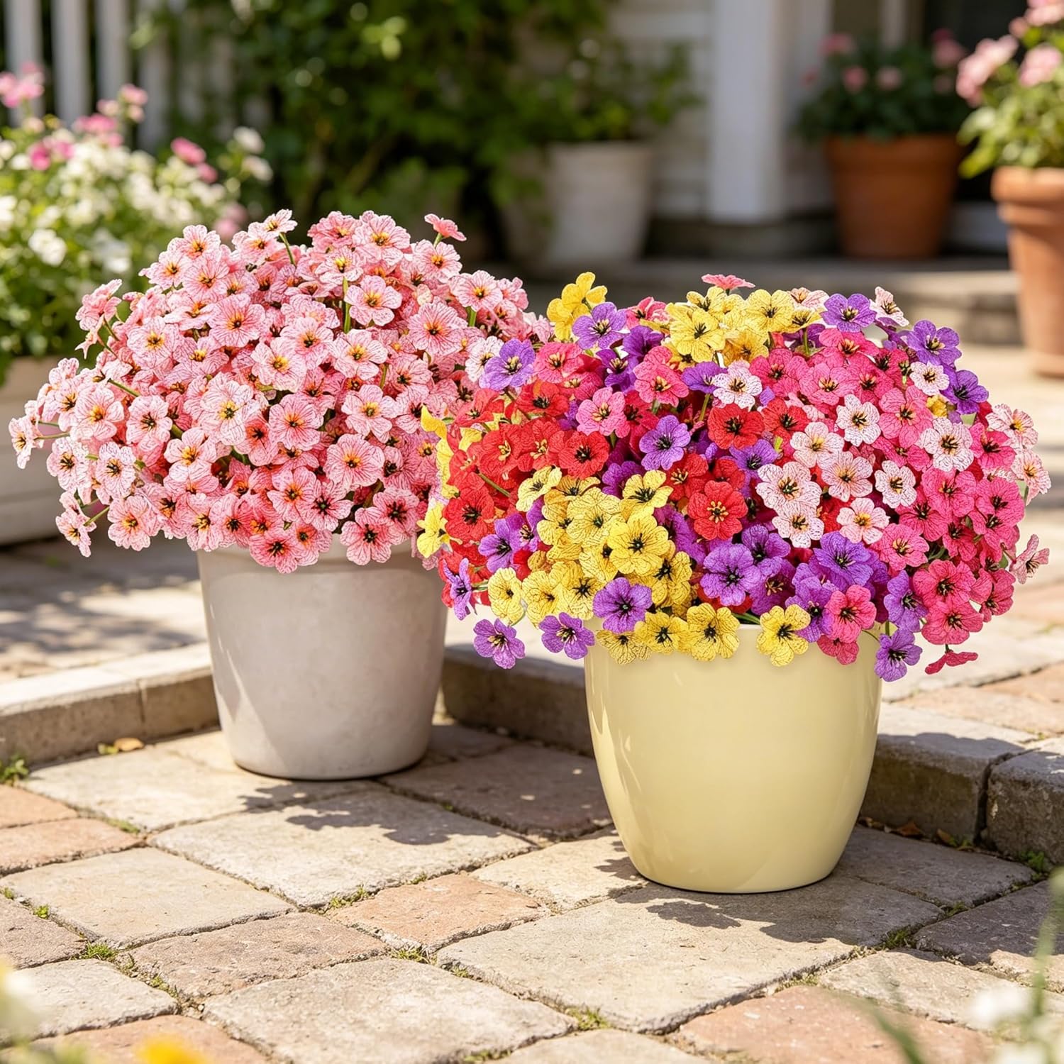 AmyHomie 20 Bundles Artificial Flowers for Outdoor Outside Spring Summer Decoration UV Resistant Faux Flowers No Fade Fake Plastic Plants Garden Porch Window Box Decorating (Pink)