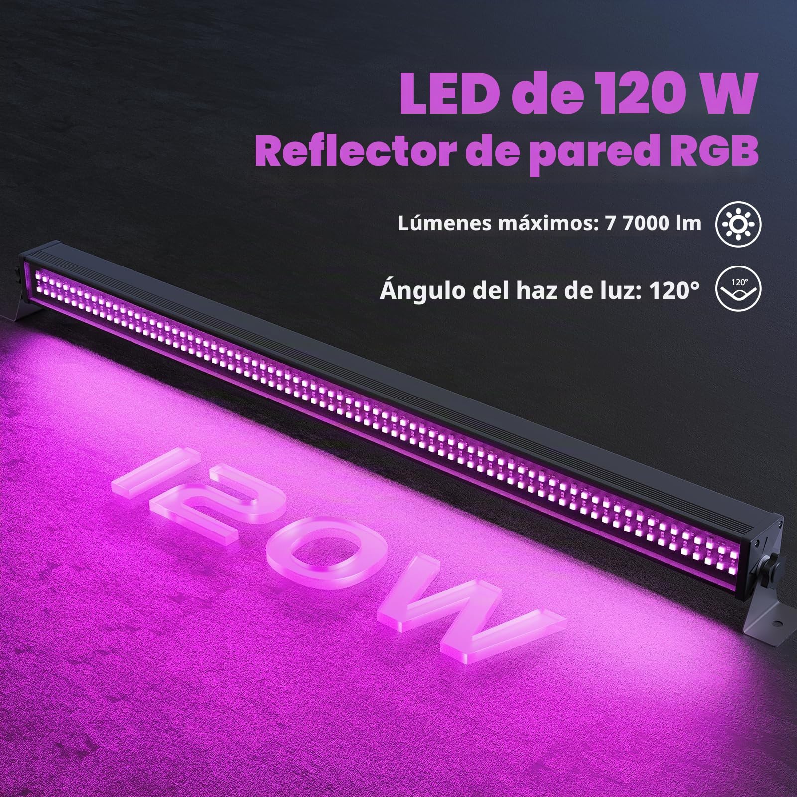 336 LED Barra de Wallwasher, 120W U`King RGBW Luz de Escenario, Luz Estroboscopica Efectos de Iluminación con dmx para DJ, Bar, Fiesta, Boda, Discoteca, Halloween, Navidad, 1 PCS