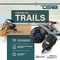 Vista 2 de DS18 BTRCRMIC Controlador de audio Bluetooth inalámbrico, receptor marino impermeable, control remoto con USB Bluetooth RCA, micrófono estilo radio