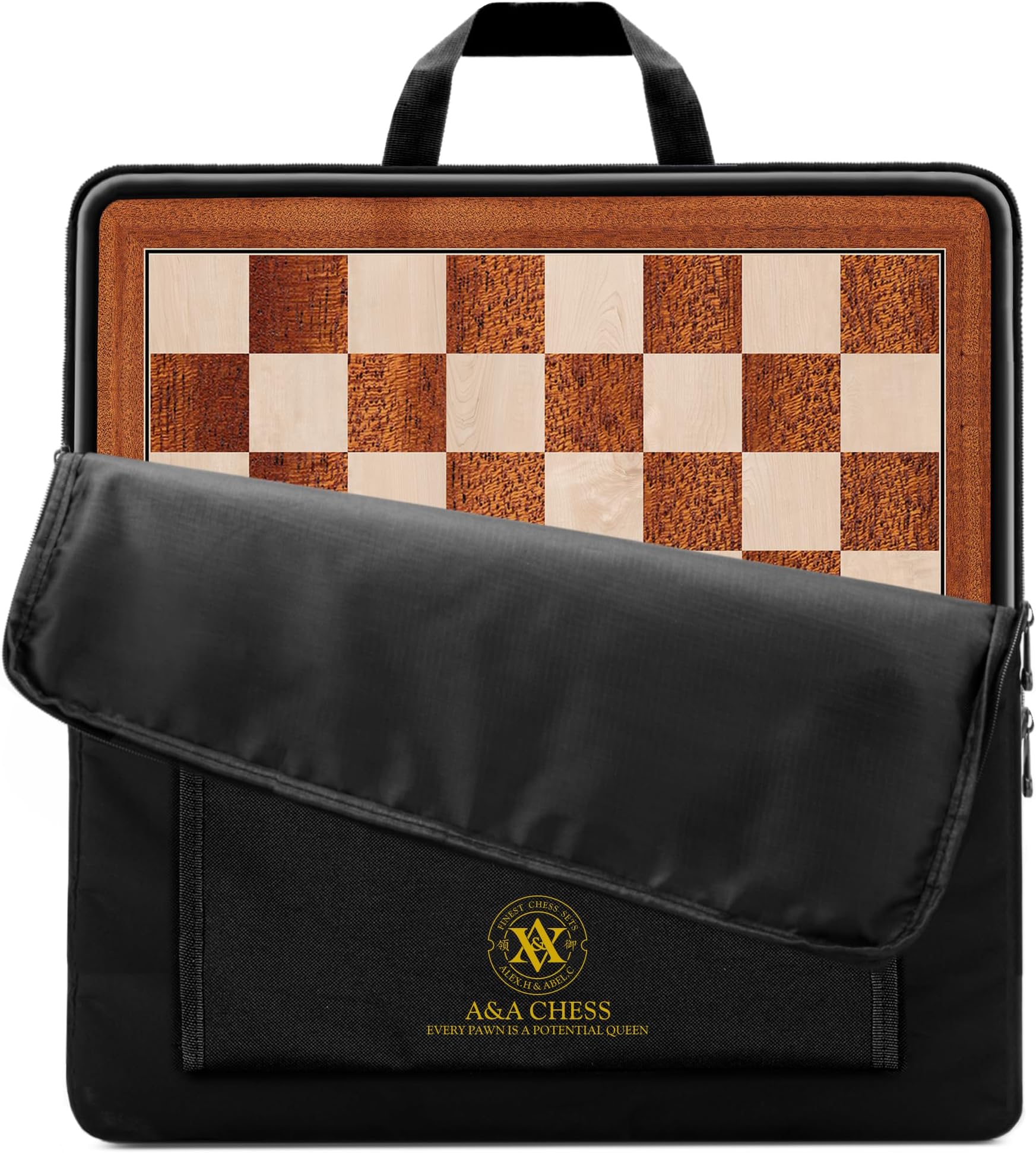 A&A 17.25" Professional Wooden Tournament Chess Board/Mahogany & Maple Inlaid / 1.75" Squares w/o Notation