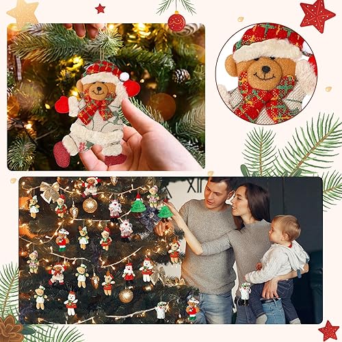 Miniatura 4 de Liliful 36 adornos de felpa para árbol de Navidad, mini adornos de Navidad de felpa, calcetines de Navidad, juguetes de peluche colgantes en fiestas