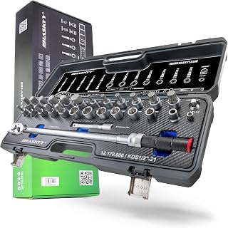 HASKYY Drehmomentschlüssel Set 1/2" 50-350 Nm Auto PKW KFZ mit viel Zubehör wie Verlängerungsstange, Bits, Nuss-Einsätze, Adapter