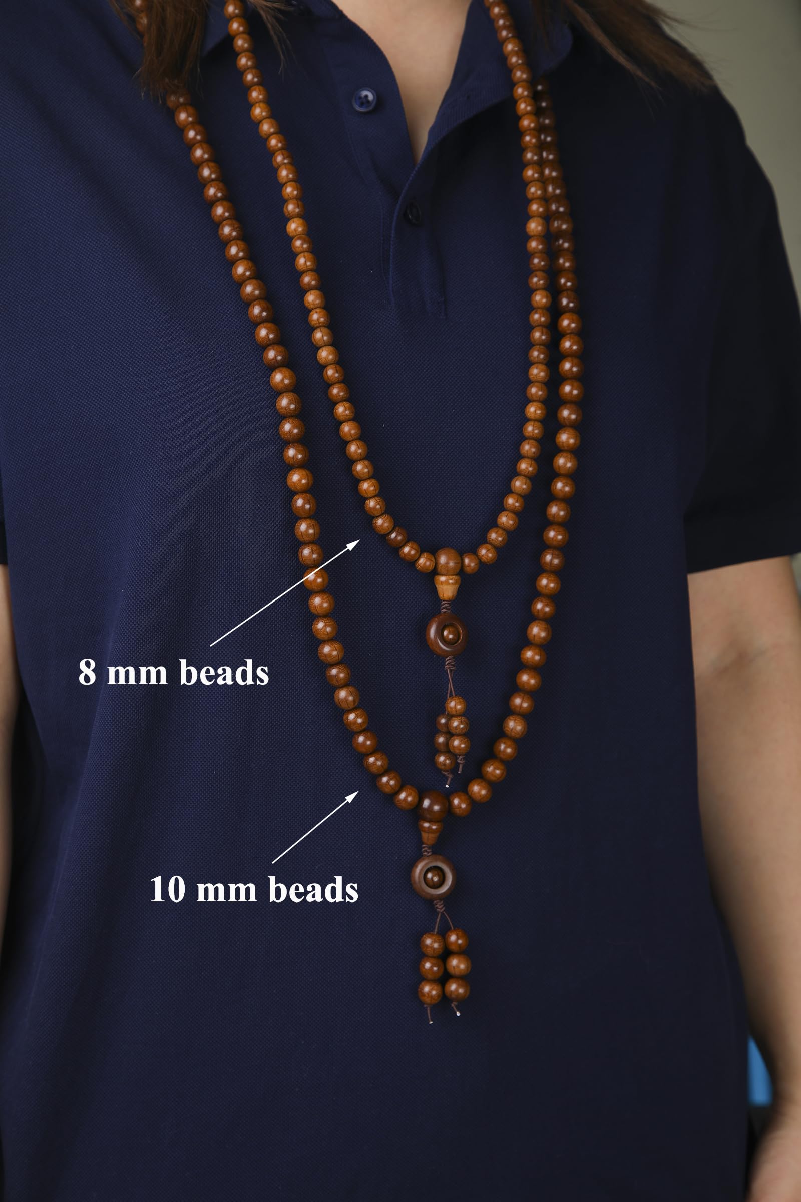 FAZOVIN 108 Perlen 10mm Mala Perlen Armband für Männer Wutai Berg Naturholz Meditation Gebetskette, 36 inches, Holz, Kein Edelstein