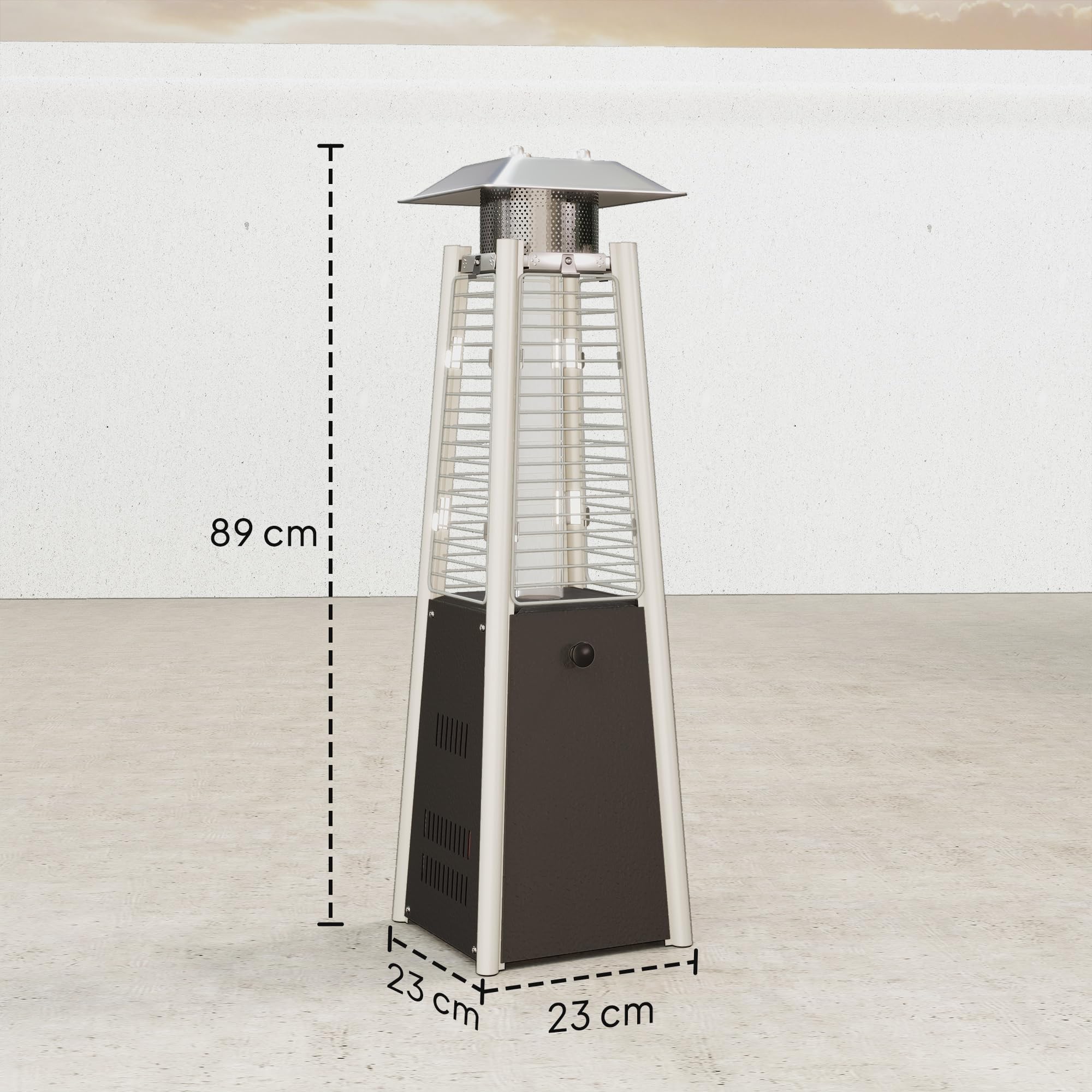 Outsunny Estufa de Gas Butano, 3000W, Calefactor de Exterior a Gas Portátil con Temperatura Ajustable, Protección contra Vuelcos, Ignición por Presión, para Butano y Propano, 3 m², Bronce — view 7