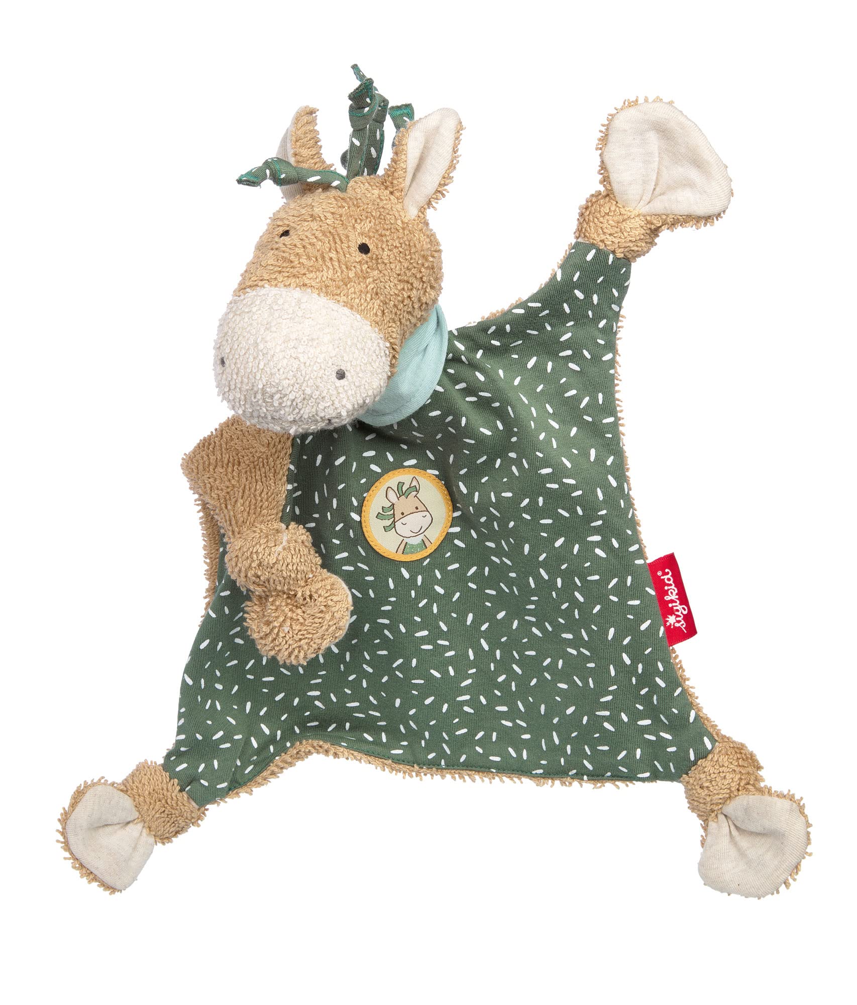SIGIKID Schnuffeltuch Pony Wiah grün- Baby Schmusetuch - Spielzeug Stofftier Kuscheltier – Stofftuch für Neugeborene - Plüschtier zum Trösten für Babys und Kleinkinder ab Geburt geeignet