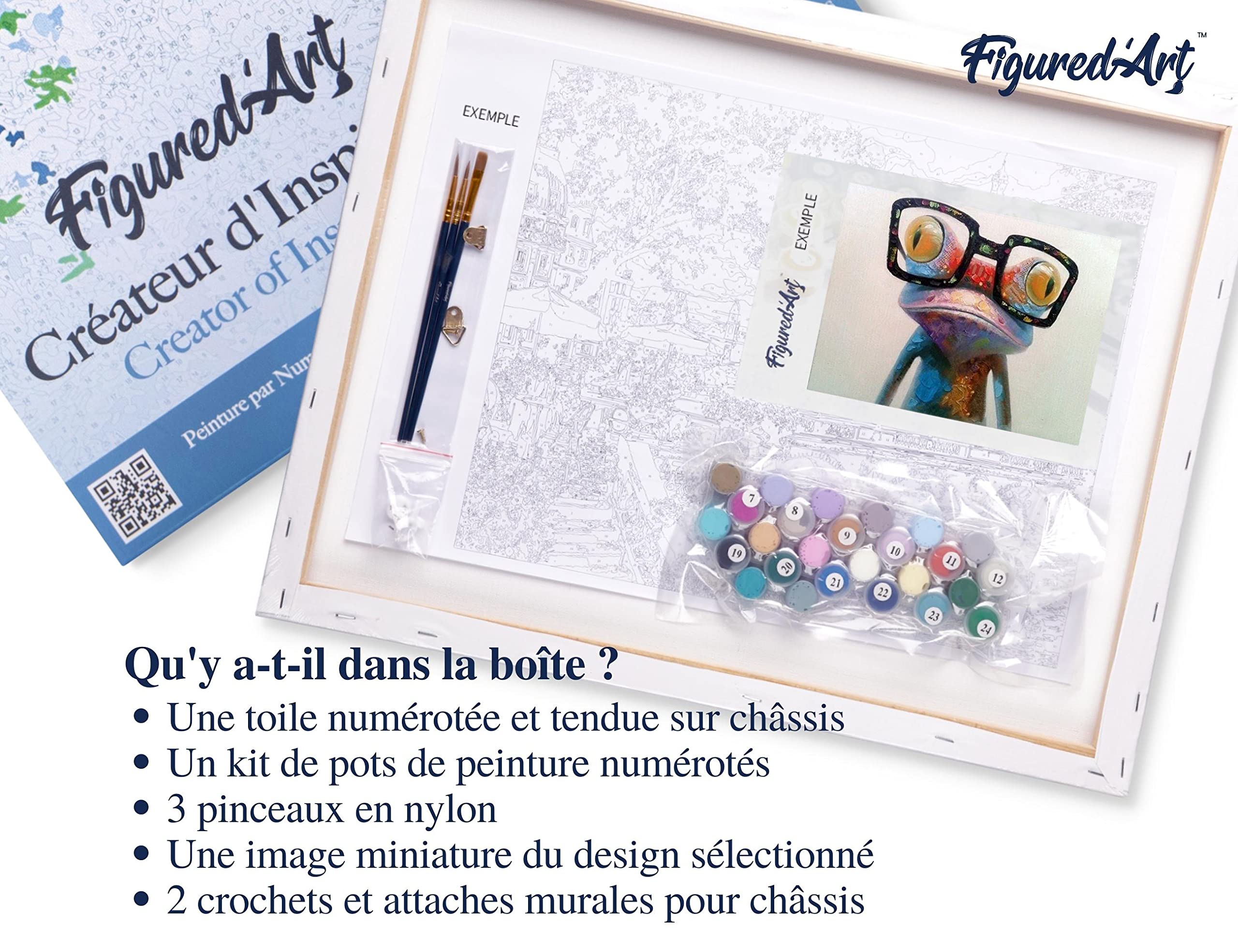 Figured'Art Peinture par Numéro Adulte Grenouille et Lunettes - Activité Manuelle Kit de Loisir Créatif DIY Numéro d'Art Complet - 40x50cm sans Figured'Art Peinture par Numéro Adulte Grenouille et Lunettes - Activité Manuelle Kit de Loisir Créatif DIY Numéro d'Art Complet - 40x50cm sans