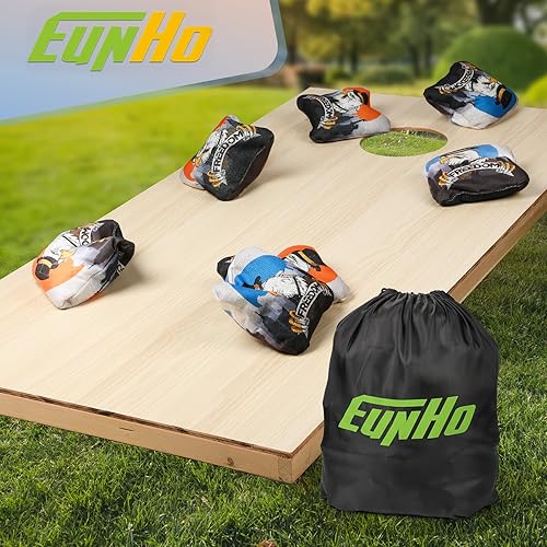 Miniatura 6 de EunHo Cornhole Bags Regulation Dual Sided Set of 8, Professional Cornhole Bean Bags Slick & Sticky Side Bags with Carry Bag
