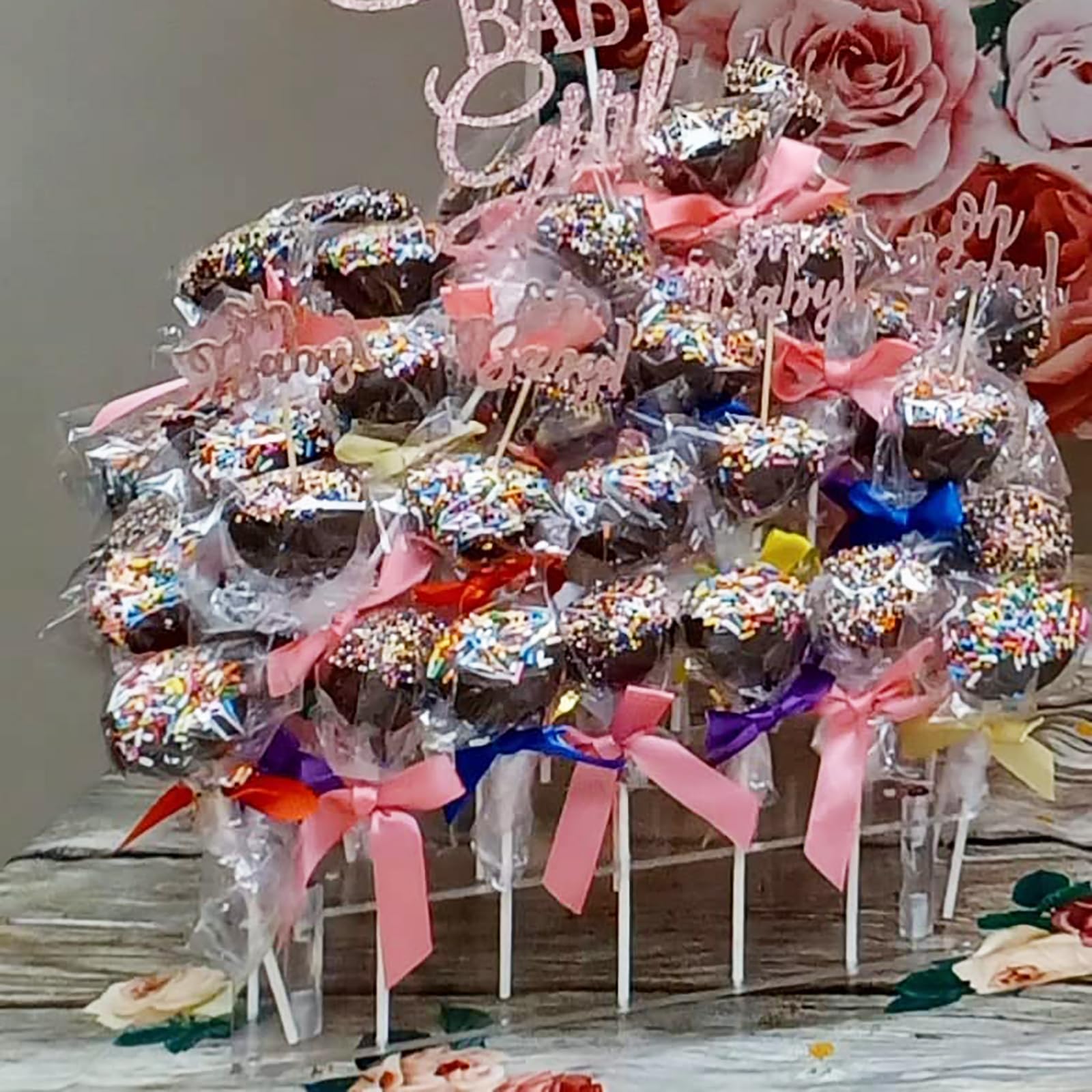 Frcctre 3-stöckiger Acryl-Cake-Pop-Display-Ständer, 56 Löcher, transparentes Acryl-Lutscher-Halter, quadratischer Cupcake-Dessert-Süßigkeiten-Halter für Hochzeit, Babyparty, Partys, Jubiläen
