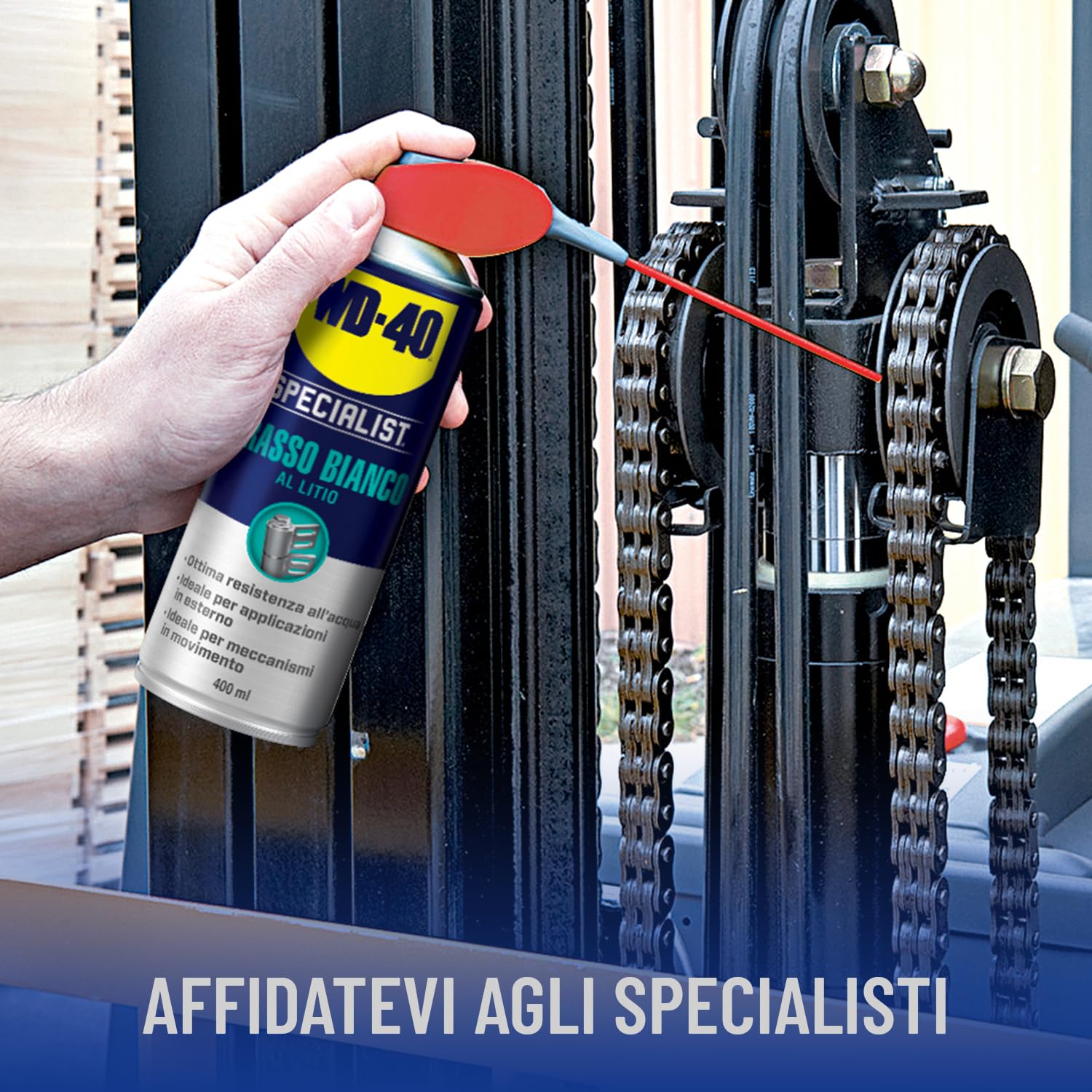 WD-40 - Specialist - Grasso Bianco al Litio - Lubrificante a lunga durata - Resistente all’acqua, al calore, eccellenti proprietà antiusura - Compatibile con plastica, gomma e metalli - NSF H2-400ml