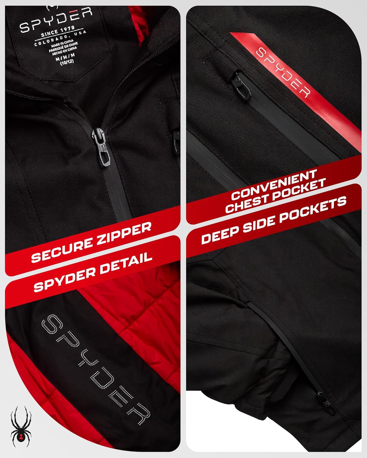 Spyder Boys Winter Ski Jacket - Insulated Soft Shell Water Resistant and Windproof Snowboard Winter Coat with Detachable Hood - Image 3