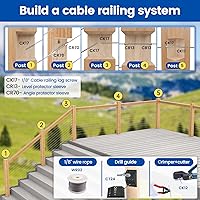Vista 6 de Muzata Paquete de 50 tornillos para barandillas de cable de 1/8 pulgadas, rosca para zurdos y diestros para poste de madera T316, sistema