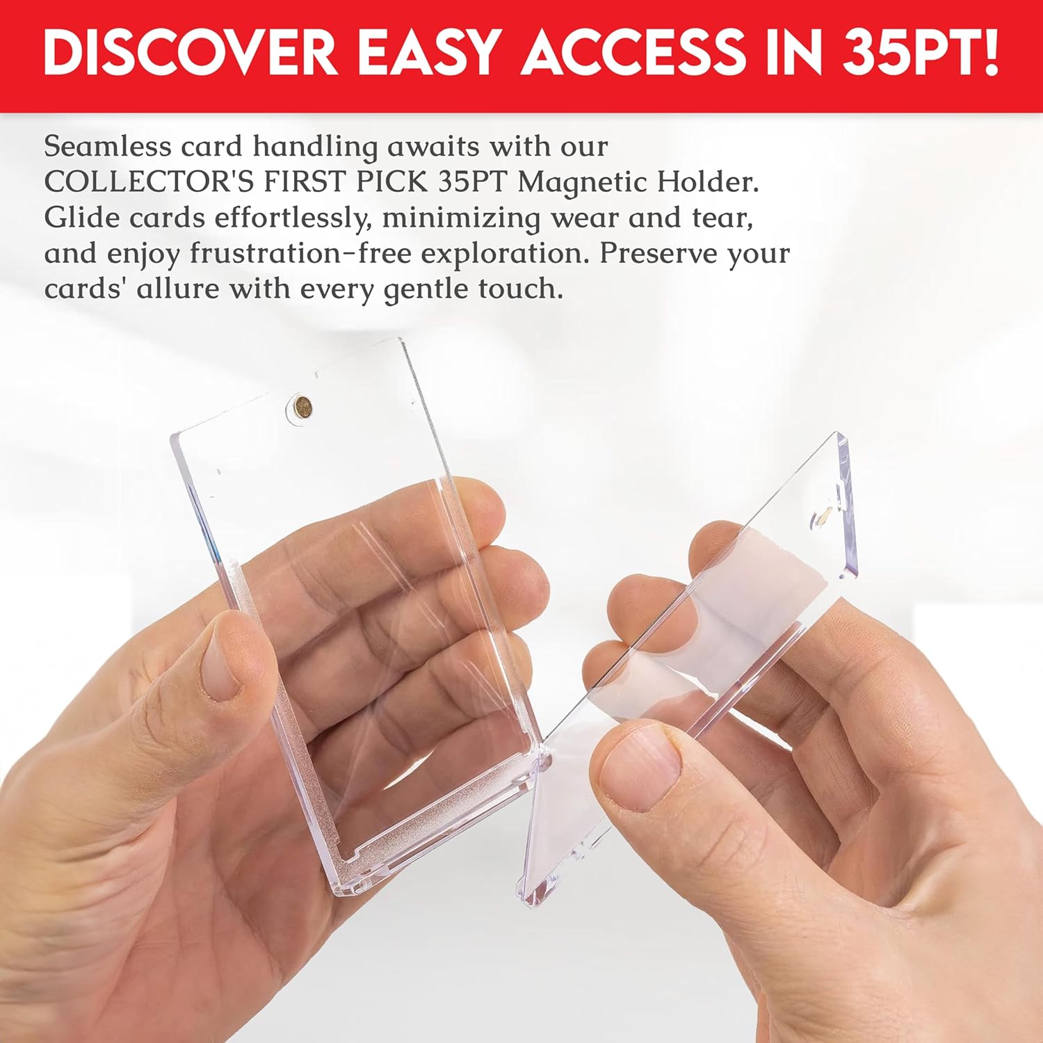 (1 Pack) 35 PT Premium Magnetic Card Holder UV Protection Long Term Storage Case Hard Plastic One Touch Protector Compatible with TCG Sports Cards Acrylic Display Card Cases