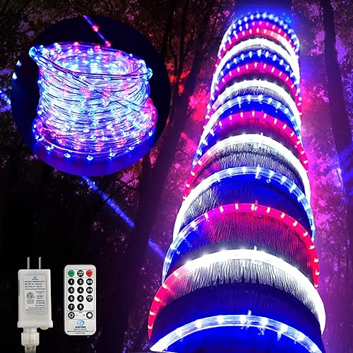 Kenburg Tira de luces de Navidad para exteriores, 33 pies, 400 luces LED rojas y verdes, tubo de luz impermeable, enchufable, 8 modos de memoria,