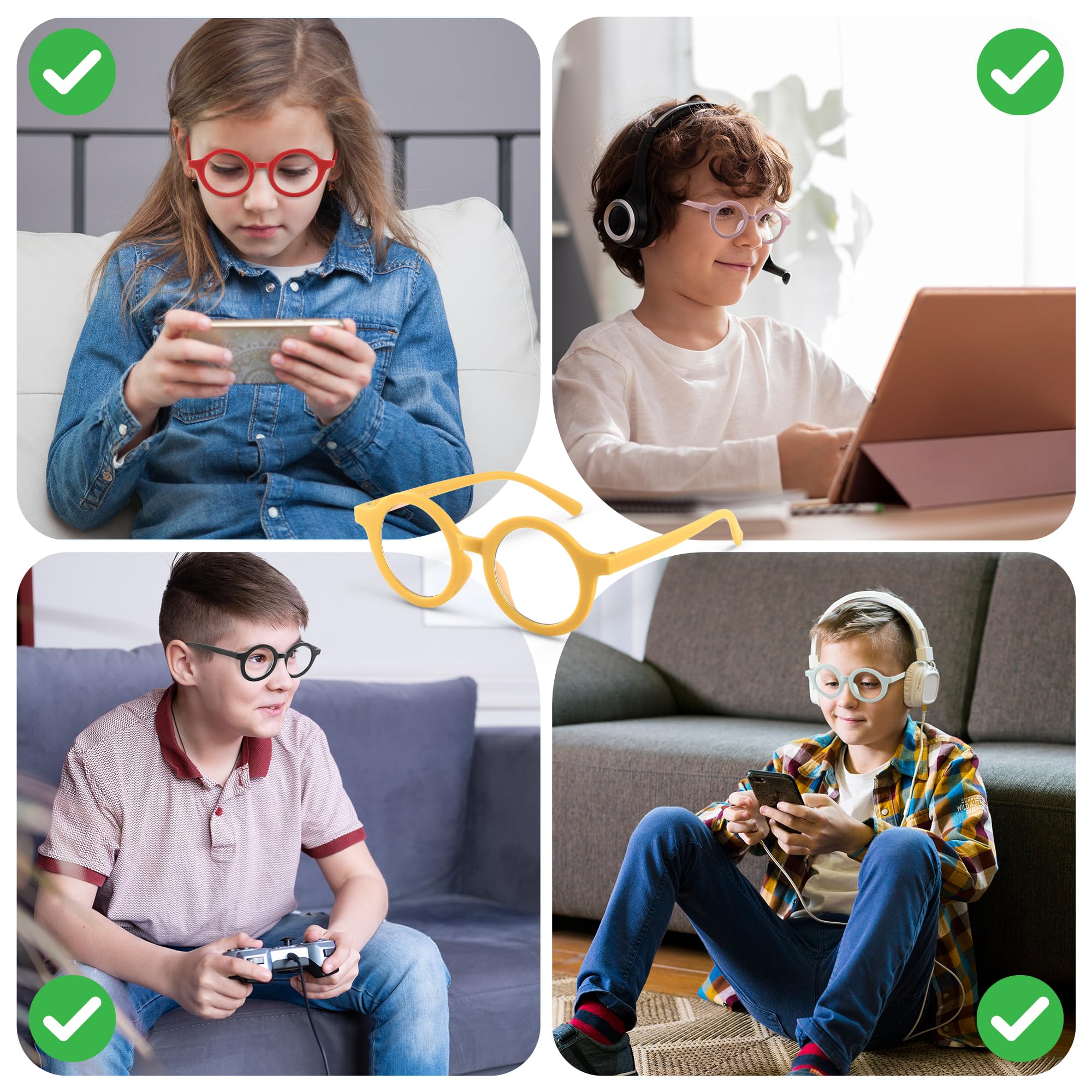 Yogo Vision Kinder-Brille mit Blaulichtfilter für Mädchen und Jungen, blendfreie Computerbrille, für die Schule und die Arbeit (rot)