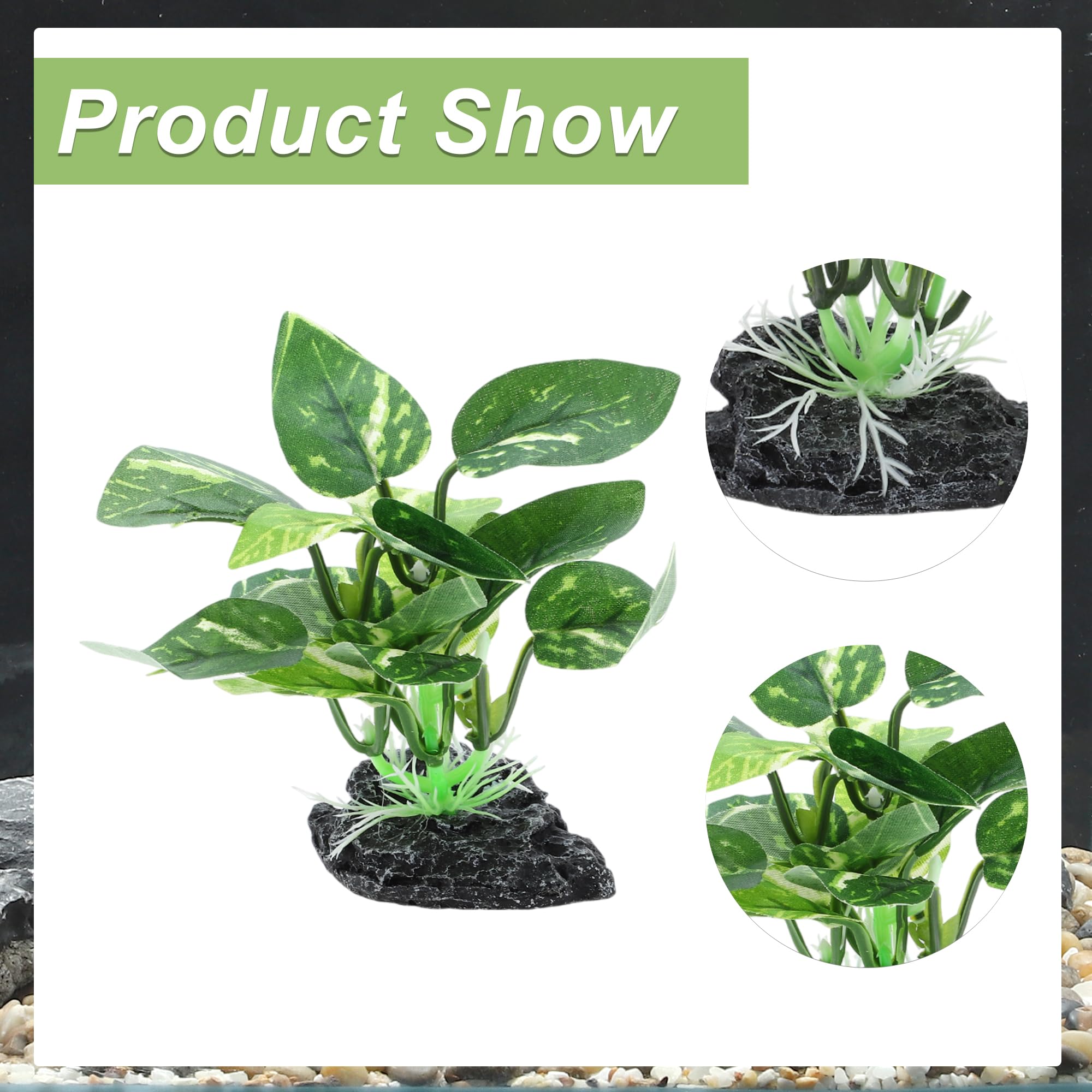 CAPASTEC Aquarium Plastic Plants, Silk Aquarium Plants, Silk Plants for Betta Fish Tank, Plant Decor for Aquarium, Dark Green, Pointed Leaves, 4.7