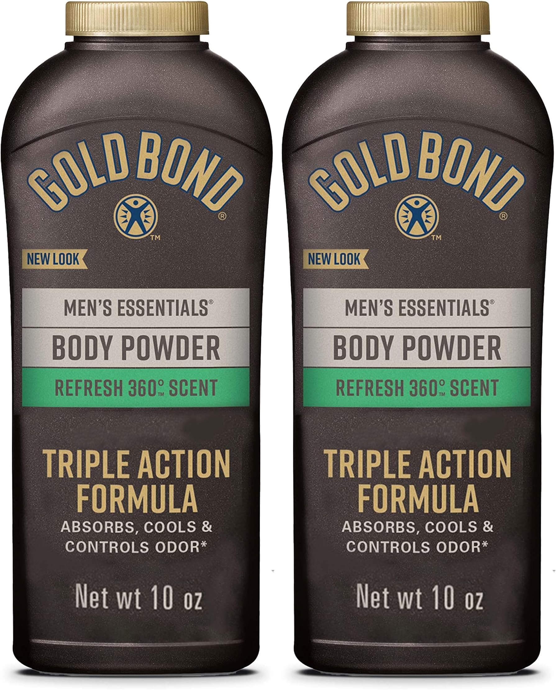 Men's Talc-Free Body Powder, 10 oz | Refresh 360 Scent | Wetness Protection | Pack of 2 | Essentials Line