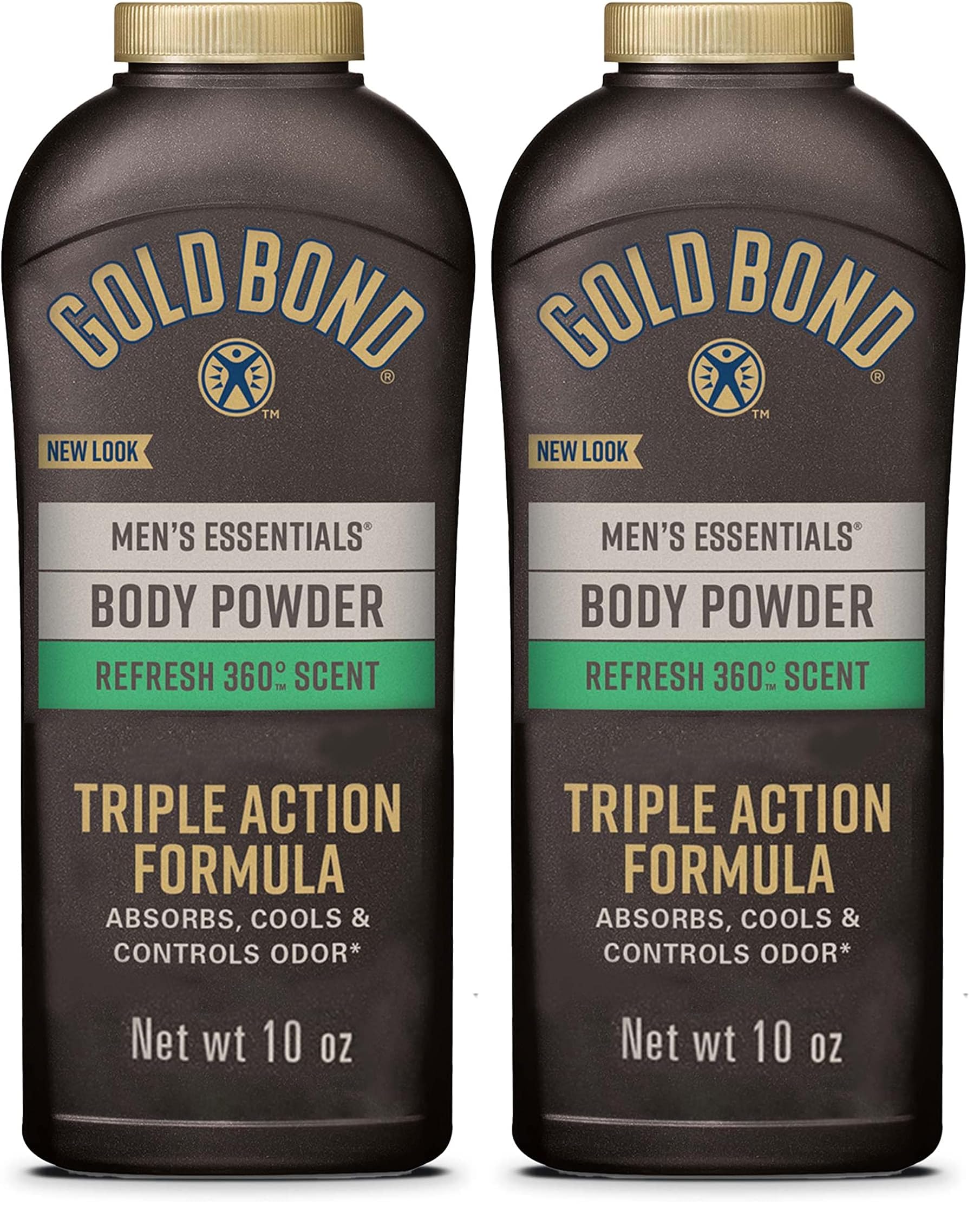 Gold Bond Men's Talc-Free Body Powder, 10 oz | Refresh 360 Scent | Wetness Protection | Pack of 2 | Essentials Line