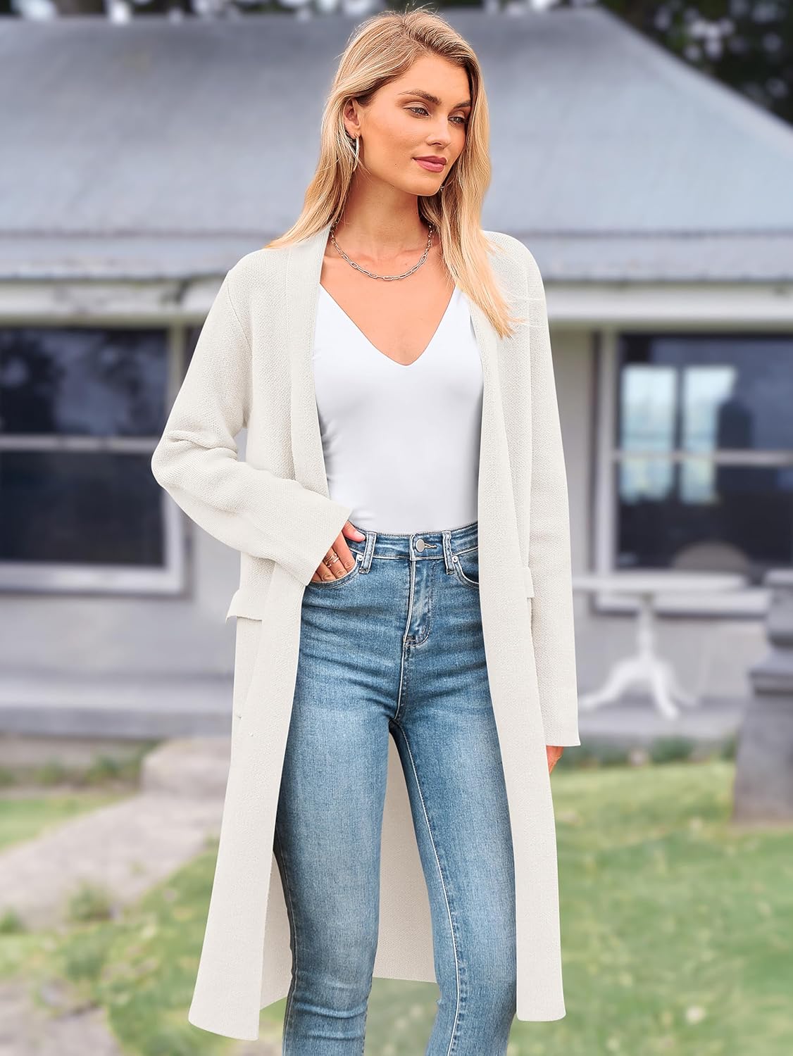 MASCOMODA Open Front Long Cardigan Sweaters for Women Trendy 2025 Fall Winter Oversized Sweater Coats Knit Coatigan Jackets - Image 2