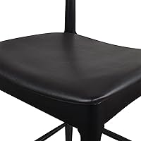 Vista 8 de 2xhome Taburete de bar de altura de mostrador con codo, marco de madera, taburetes de bar con respaldos abiertos, cojín de cuero PU oscuro, negro