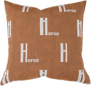 Croker Horse 20x20 Inches Throw Pillow Cushion Cover - H Letter Embroidery Modern Fashion Style Couch Sofa Pillow for Living Room Bedroom