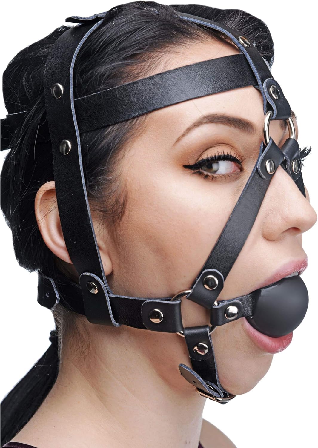 Leather Ball Gag Head Harness