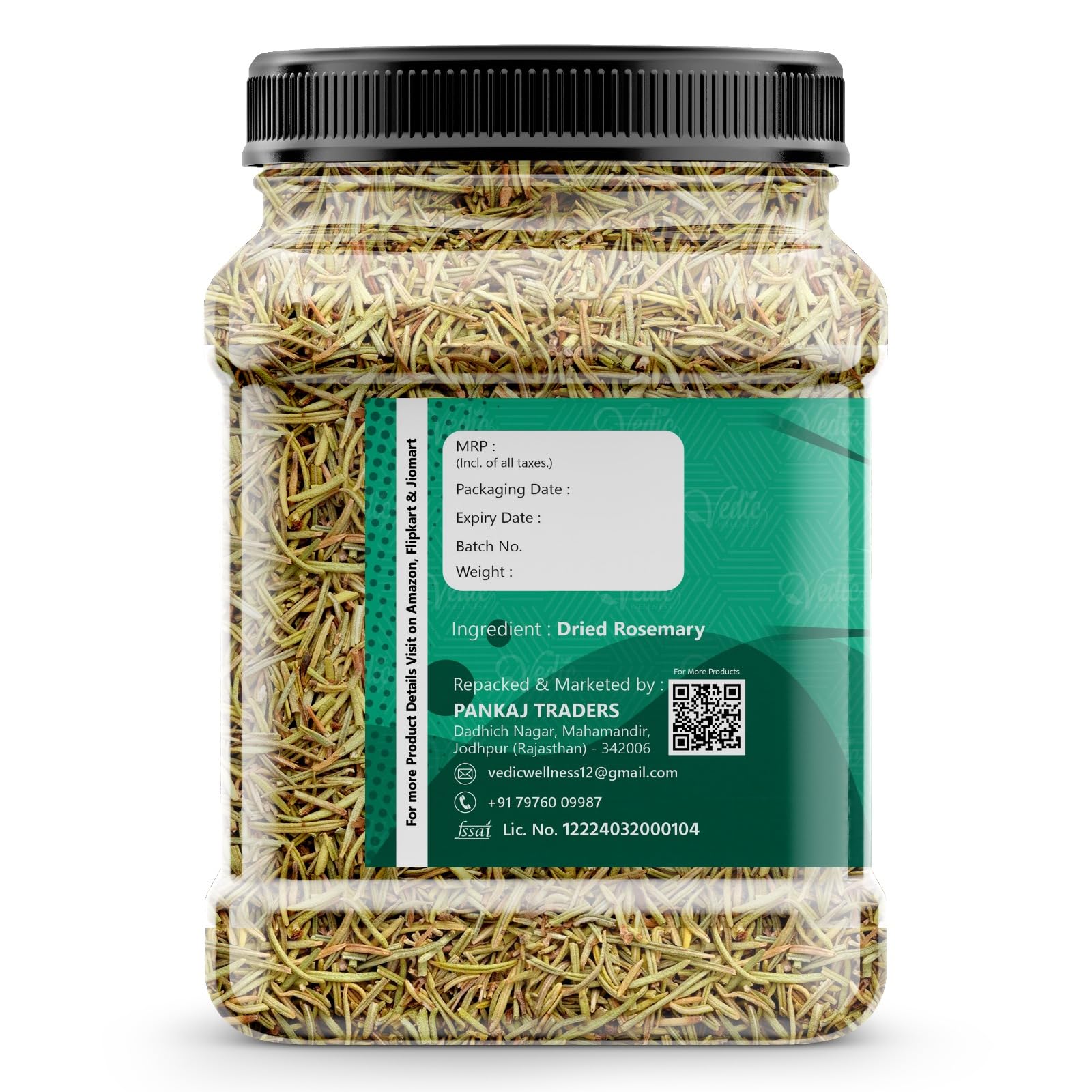 Vedic Wellness Rosemary Leaves | Egyptian Dried | For Seasoning, Tea & Hair | Imported | Supports Hair Growth | Cooking Pasta Soups Salad | No Added Preservatives & Additives (50g) - Image 3 thumbnail