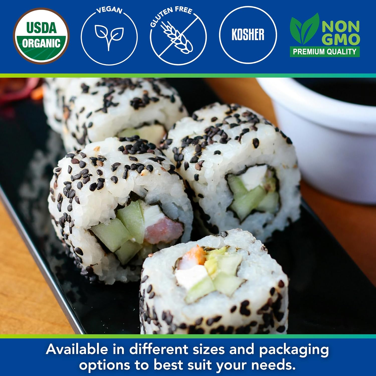 Kevala Organic Black Toasted Sesame Seeds - Unhulled Seeds for Baking and Cooking, Roasted Black Sesame for Asian Cuisine, Contain Unsaturated Fats and Lignans, Convenient Resealable Bag, 2 lb, 32 oz