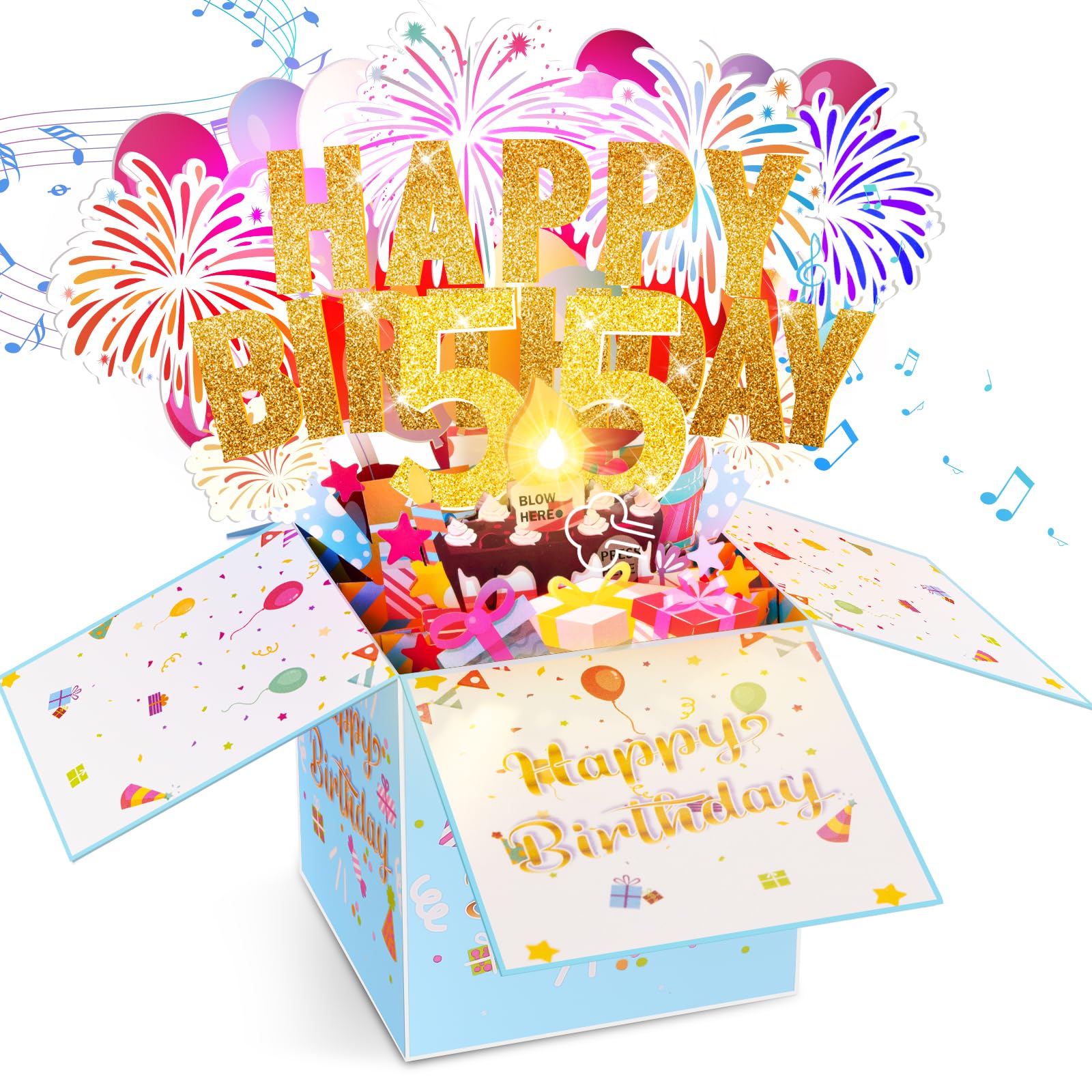 Amazon.com : Tnvee 55TH Birthday Cards with Lights & Music