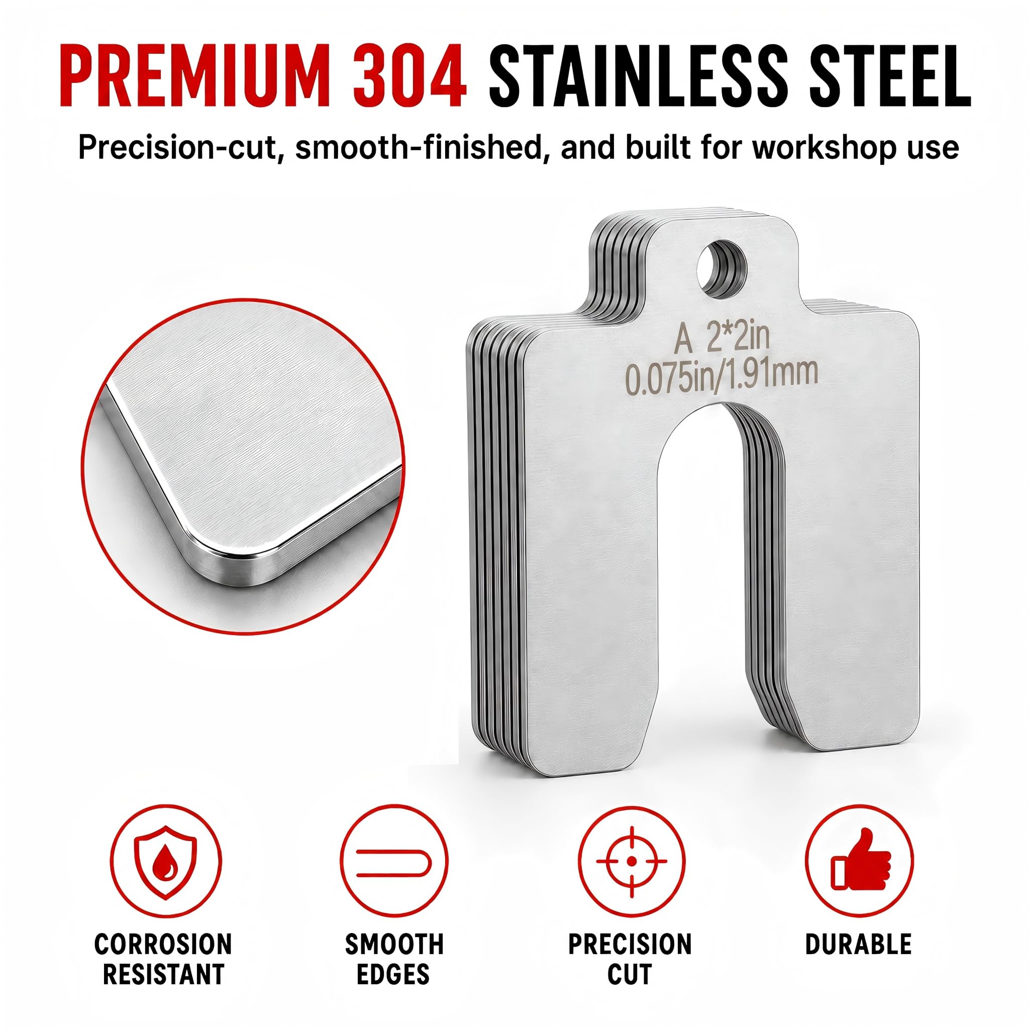 304 Stainless Steel Shim Kit - 60 Piece -5