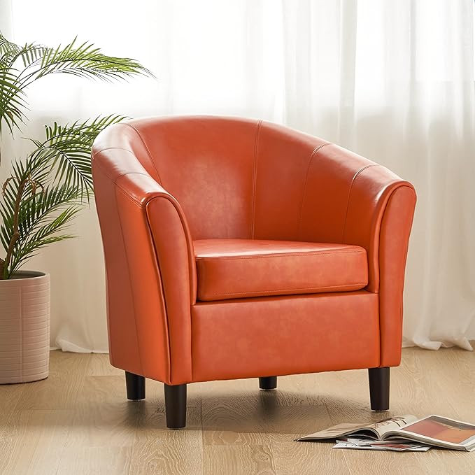 Sillón Napoli Cuero Naranja miniatura 2