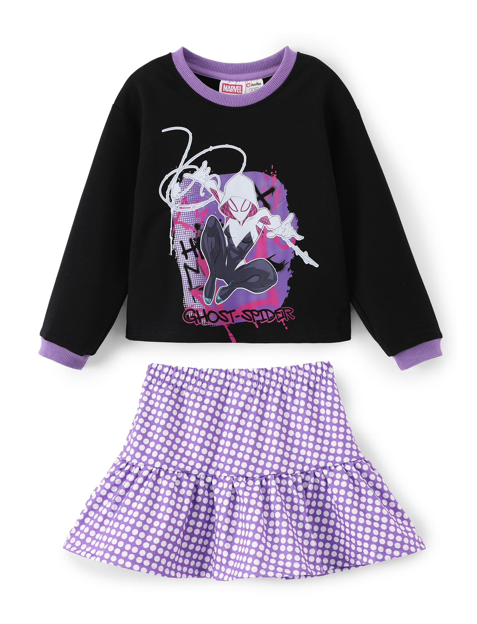 Disney Girls' 2-Piece Outfit Sweatshirt Top &amp; Pleated Skirt Set 2-9Y