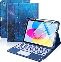 Vista 14 de MoKo Funda con teclado táctil para iPad (A16) 11ª generación de 11 pulgadas 2025, iPad de 10.9 pulgadas de 10.9 pulgadas, funda con soporte para azul