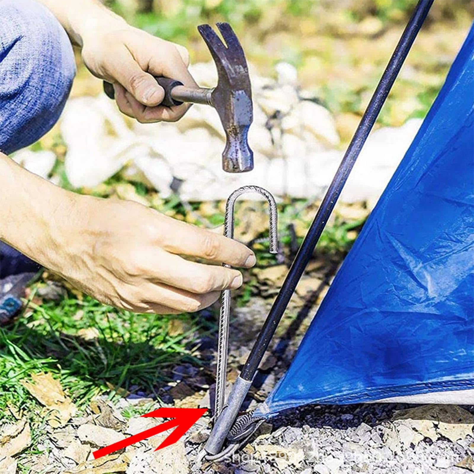 12 Picchetti A U Zincati Per Cemento Armato - 30 Cm, Argento, Per Tendine E Trampolini - 2