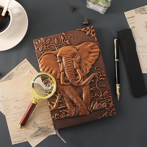 Miniatura 6 de Roc - Cuaderno de cuero en relieve, con bolígrafo y funda para bolígrafo (bronce)