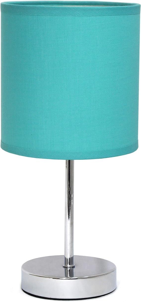 Simple Designs LT2007BLU Mini Basic Chrome Table Lamp with Shade, Blue