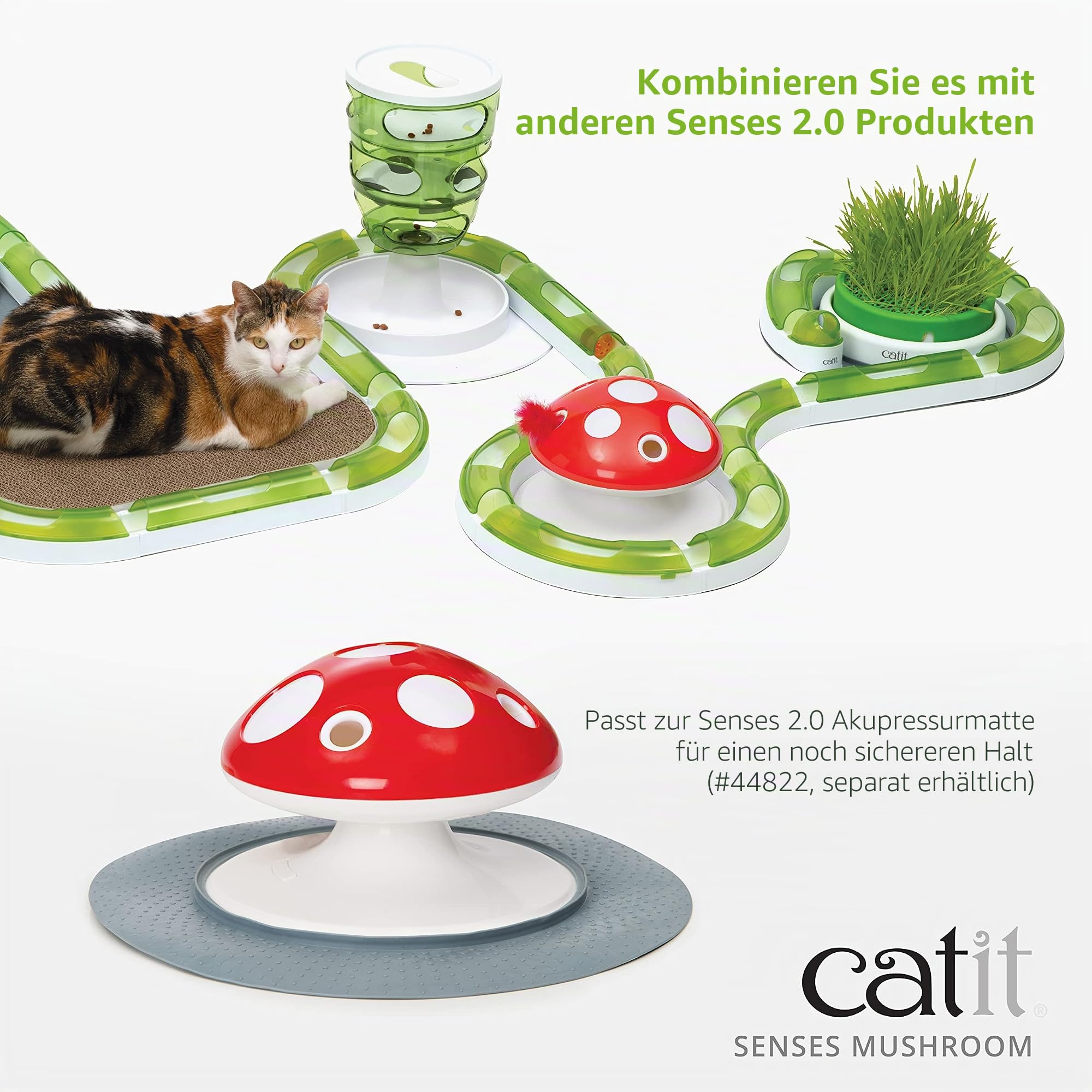 Senses 2.0 Fliegenpilz, Interaktives 360°-Federspielzeug für Katzen