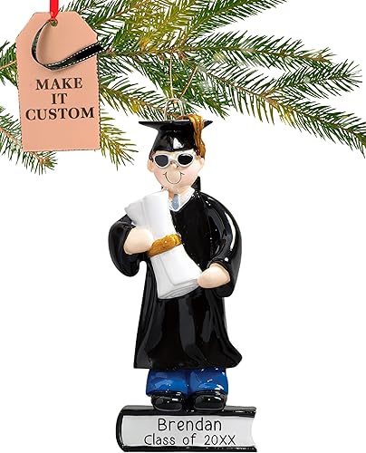 Miniatura 8 de Adornos de Navidad personalizados de graduación 2023  Personalización rápida y gratuita las 24 horas  Decoración navideña de chico étnico graduado